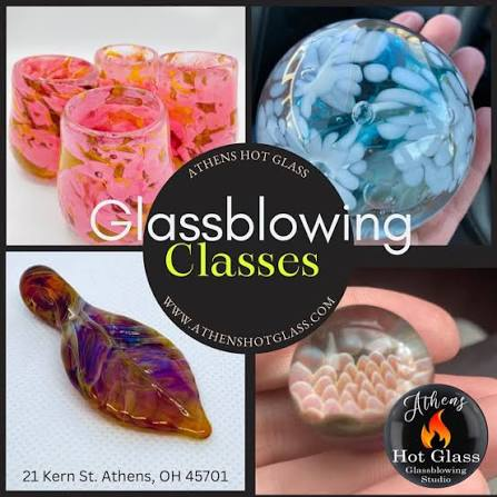 Blown glass pieces made at Athens Hot Glass