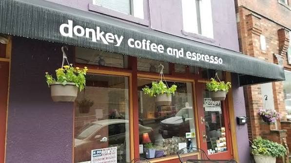 The storefront of Donkey Coffee & Espresso