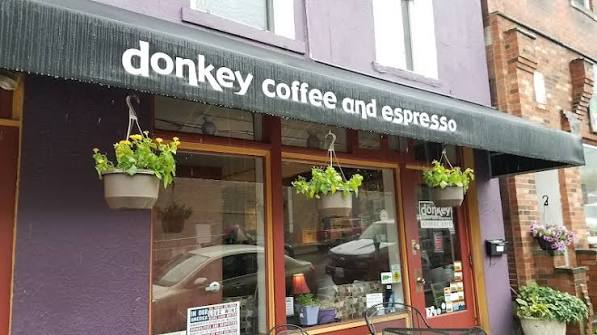 The storefront of Donkey Coffee & Espresso