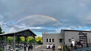 Rainbow over the patio at Little Fish Brewing Co.